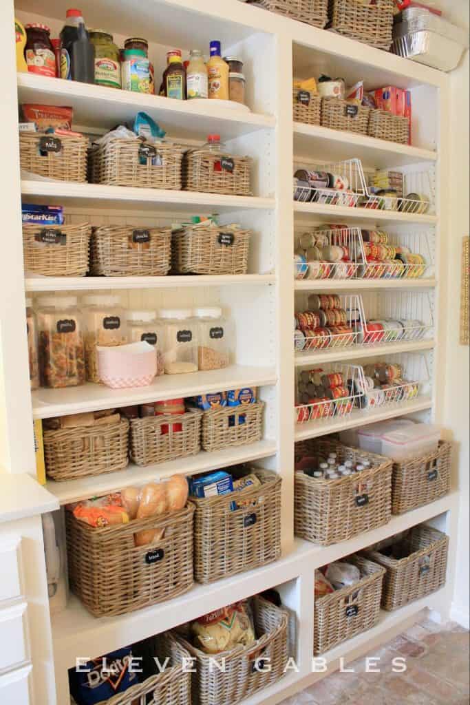 use baskets for pantry organization