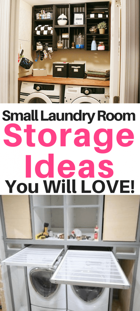 Small laundry room storage ideas - there are so many great ideas here! I love those laundry room drying racks!