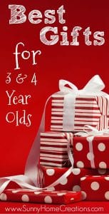 Here is a HUGE list of gift ideas for 3 & 4 year olds. Over 100 items kids would love on this list! There are so many great ideas on here, I don't know which present to get my preschooler.