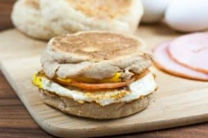 egg muffin breakfast sandwich while camping