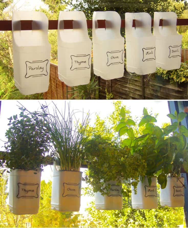 Recycled Milk Bottle Vertical Garden