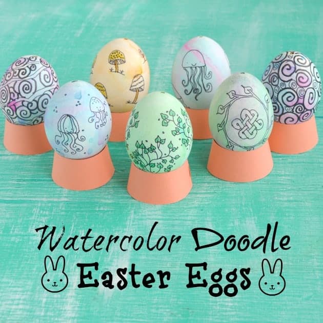 Watercolor Doodle Easter Eggs