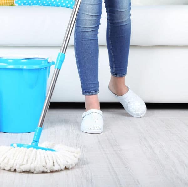 cleaning the floor with natural floor cleaner recipe