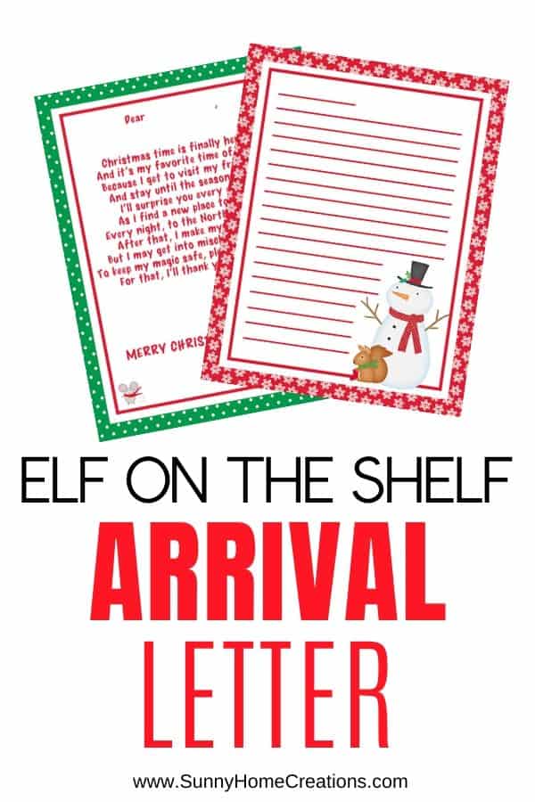 Elf on the Shelf Arrival Letter Printable Template - (FREE!) – Sunny ...