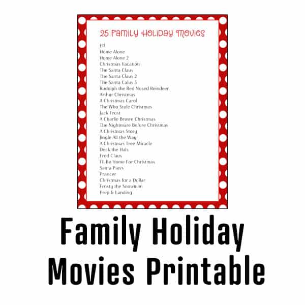 Holiday Movies Printable