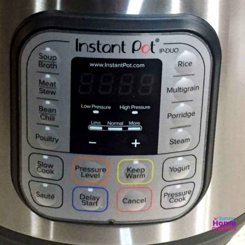 Closeup of buttons on the Instant Pot