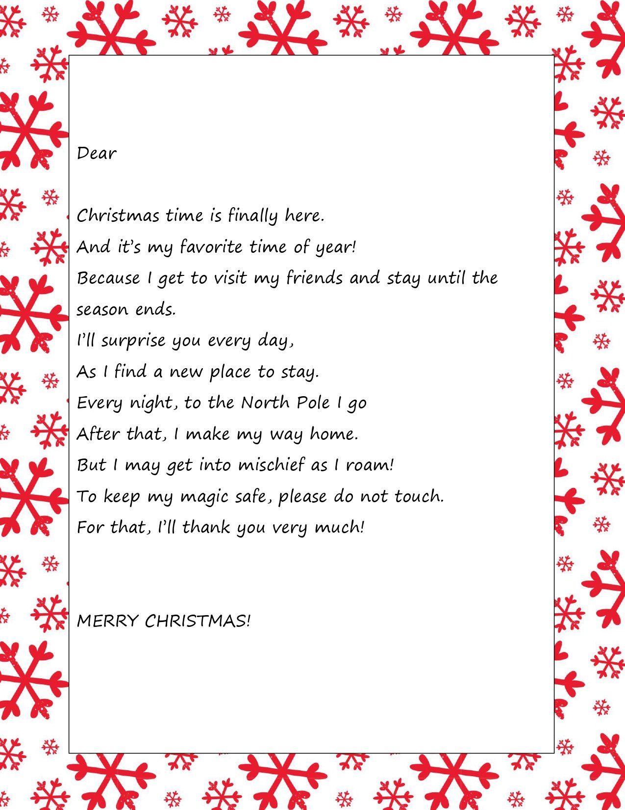 Elf on the Shelf Arrival Letter Printable Template (FREE ) Sunny Home