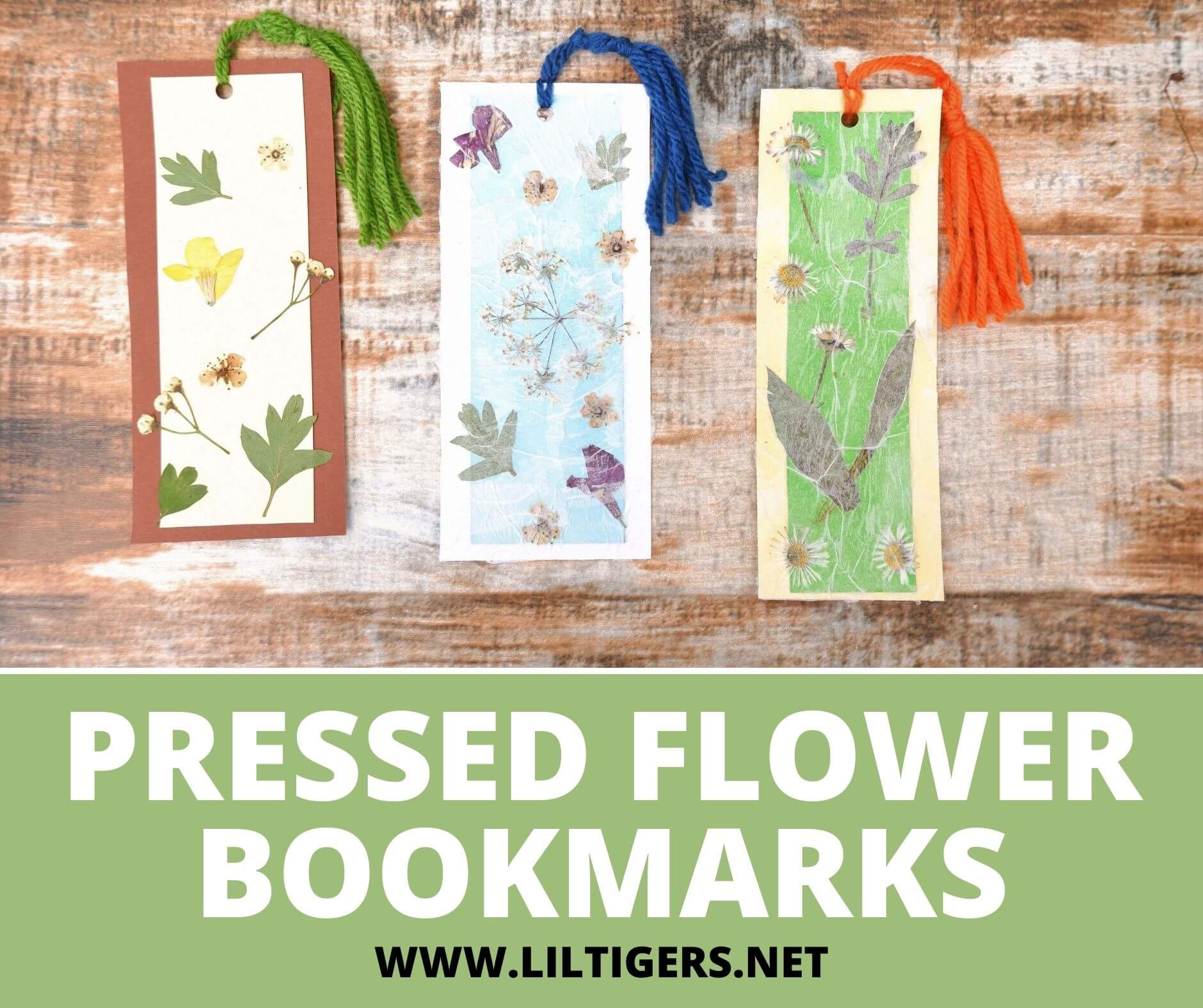 3 pressed flower bookmarks.